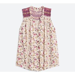 Mason & Belle Womens Floral Sleeveless Button Down Corean Blouse Multi‎ Medium